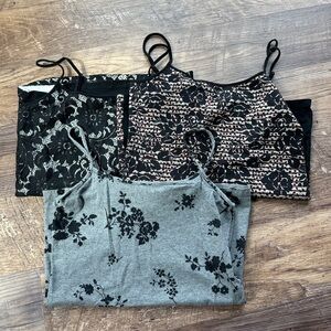 LOFT 3-Pack Cami Set - Black, White & Charcoal with Lace